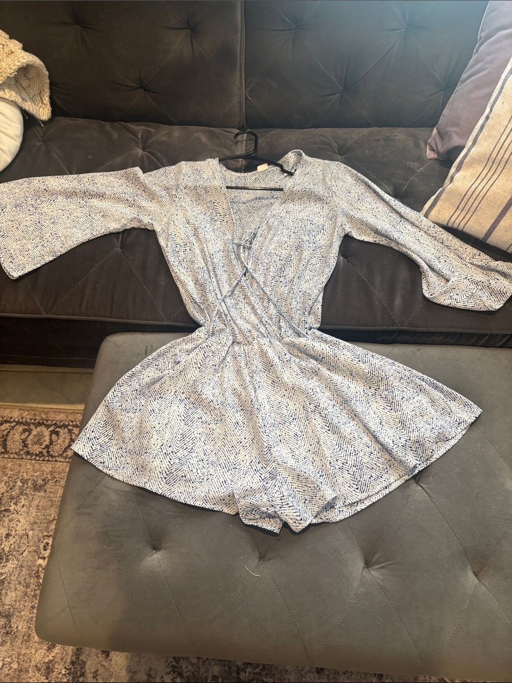 Surf Gypsy Light Blue and White Printed Romper